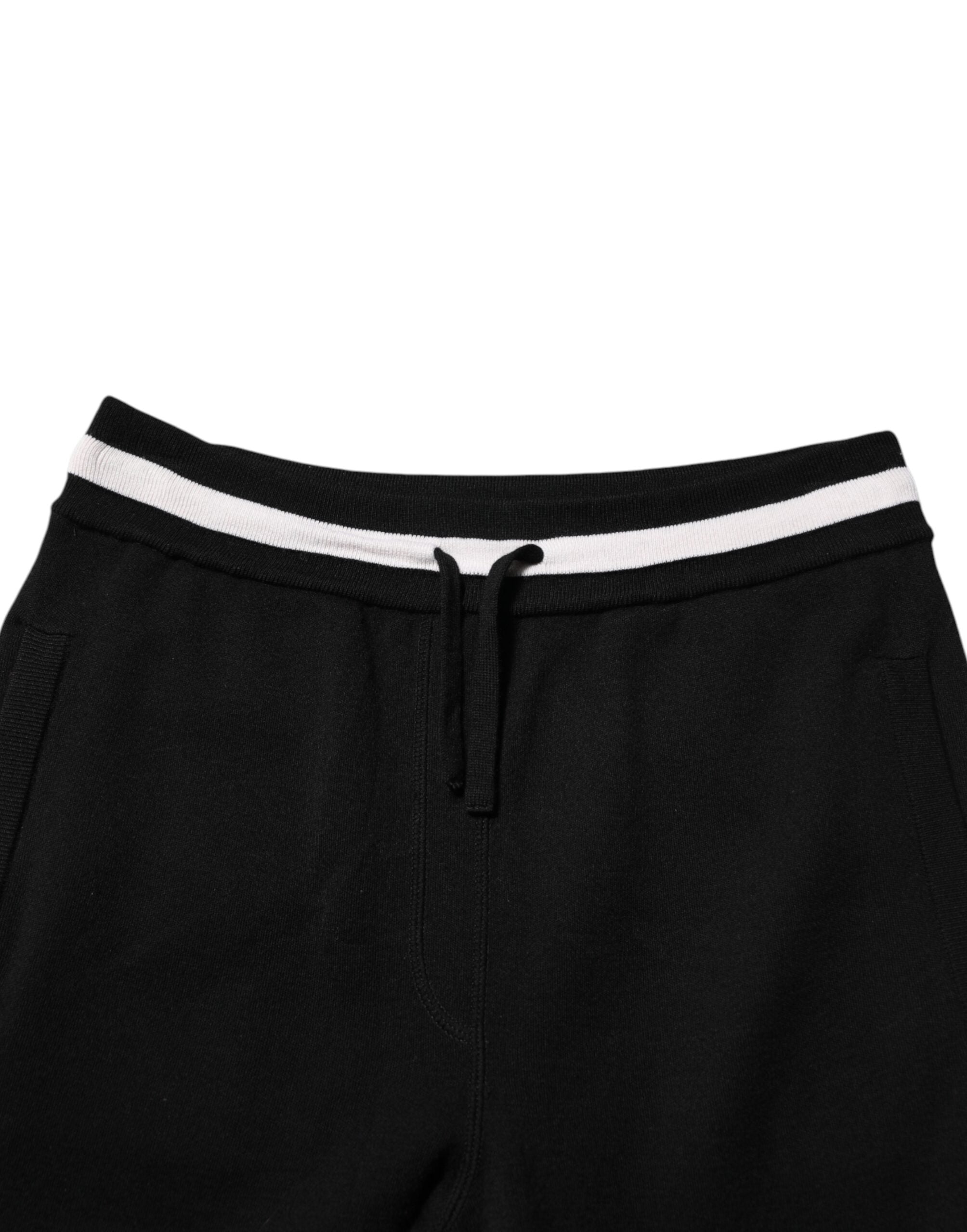 Dolce & Gabbana Black Cotton Men Jogger Sweatpants Pants