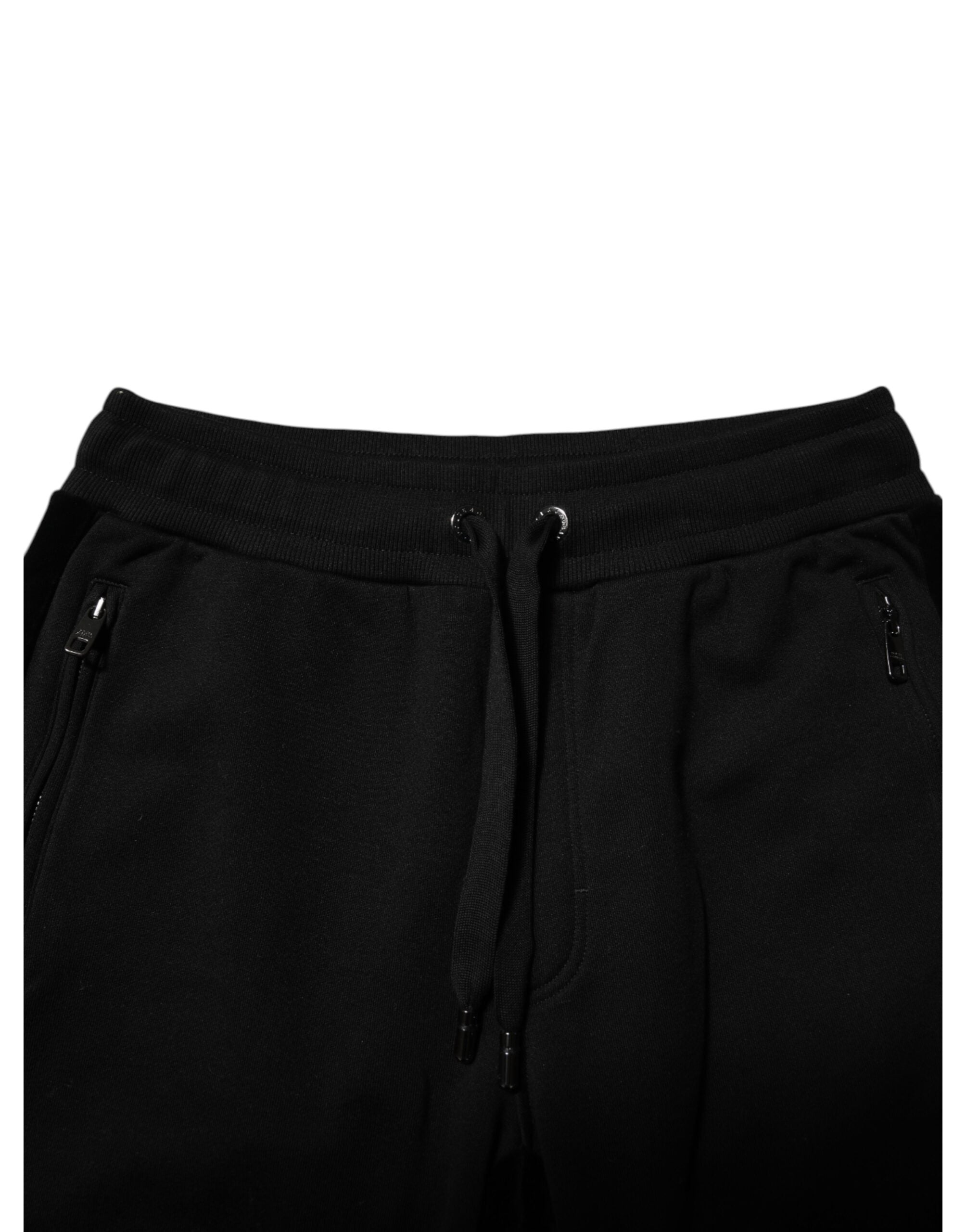 Dolce & Gabbana Black Cotton Men Jogger Sweatpants Pants