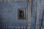 Dolce & Gabbana Blue Washed Skinny Logo Plaque Men Denim Jeans