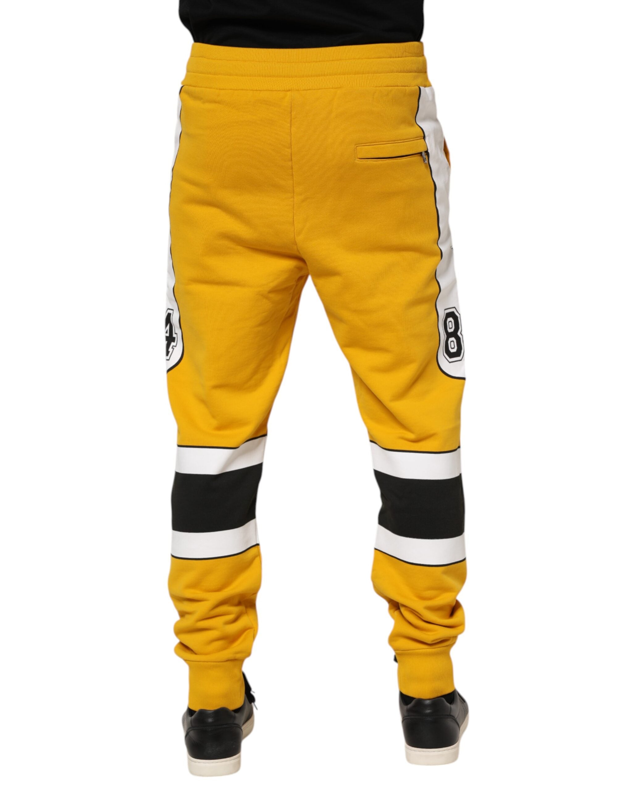 Dolce & Gabbana Yellow Printed Drawstring Jogger Pants