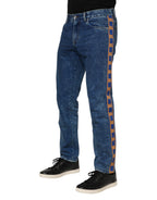 Dolce & Gabbana Blue Cotton Logo Plaque Denim Jeans