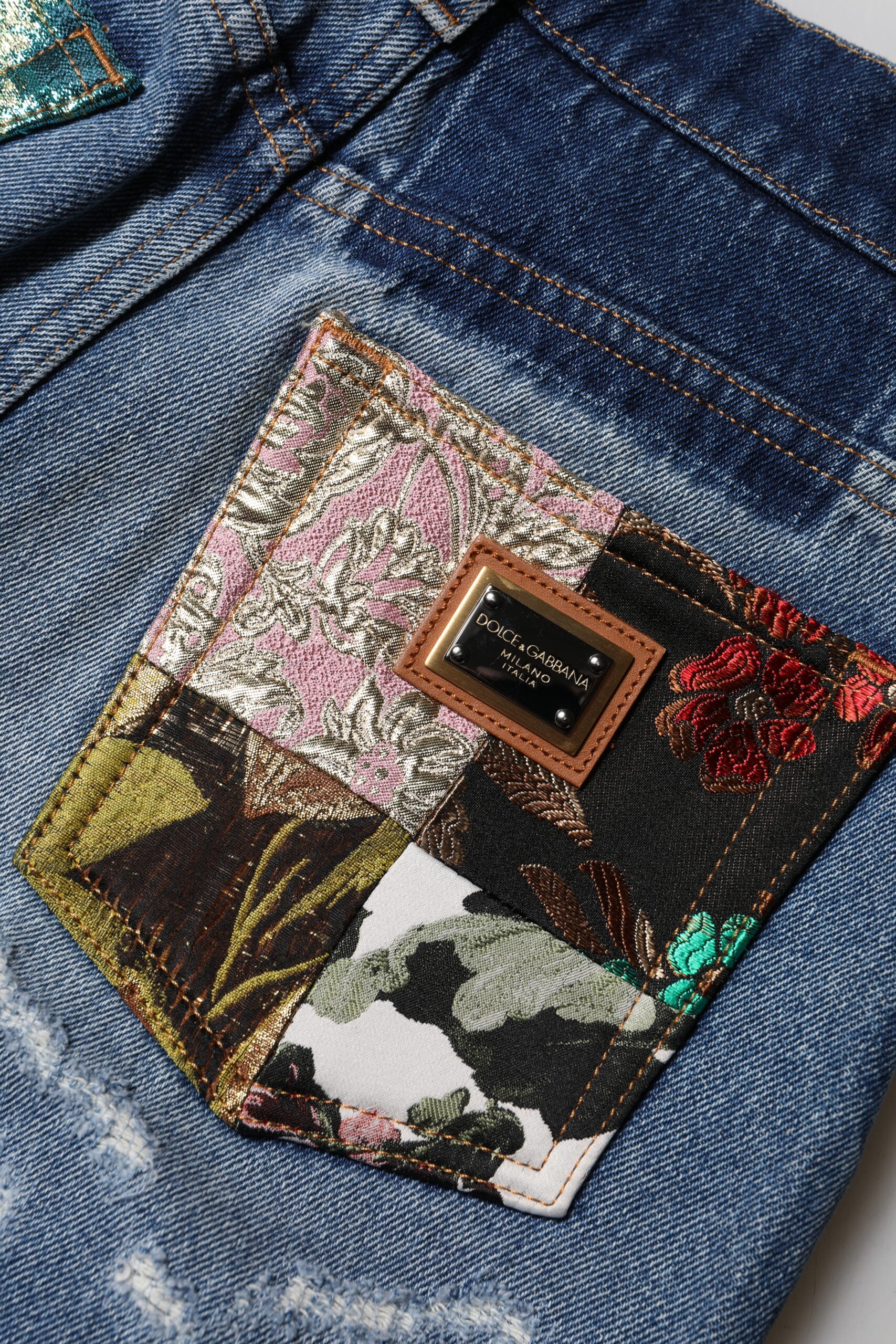 Dolce & Gabbana Blue Tattered High Waist Women Denim Jeans