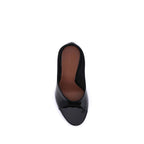 Amina Muaddi Black Calf Leather Bos Taurus Stiletto Heel Sandals