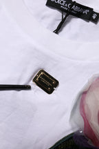 Dolce & Gabbana White Floral Lace DG Detailing Cropped T-shirt