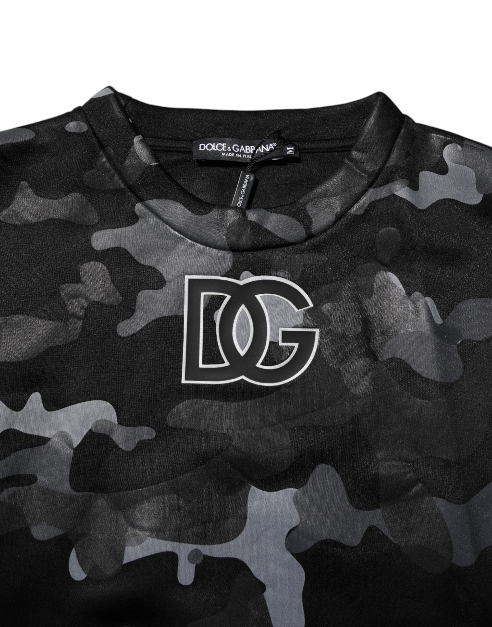 Dolce & Gabbana Black Camouflage Pullover Sweatshirt Sweater