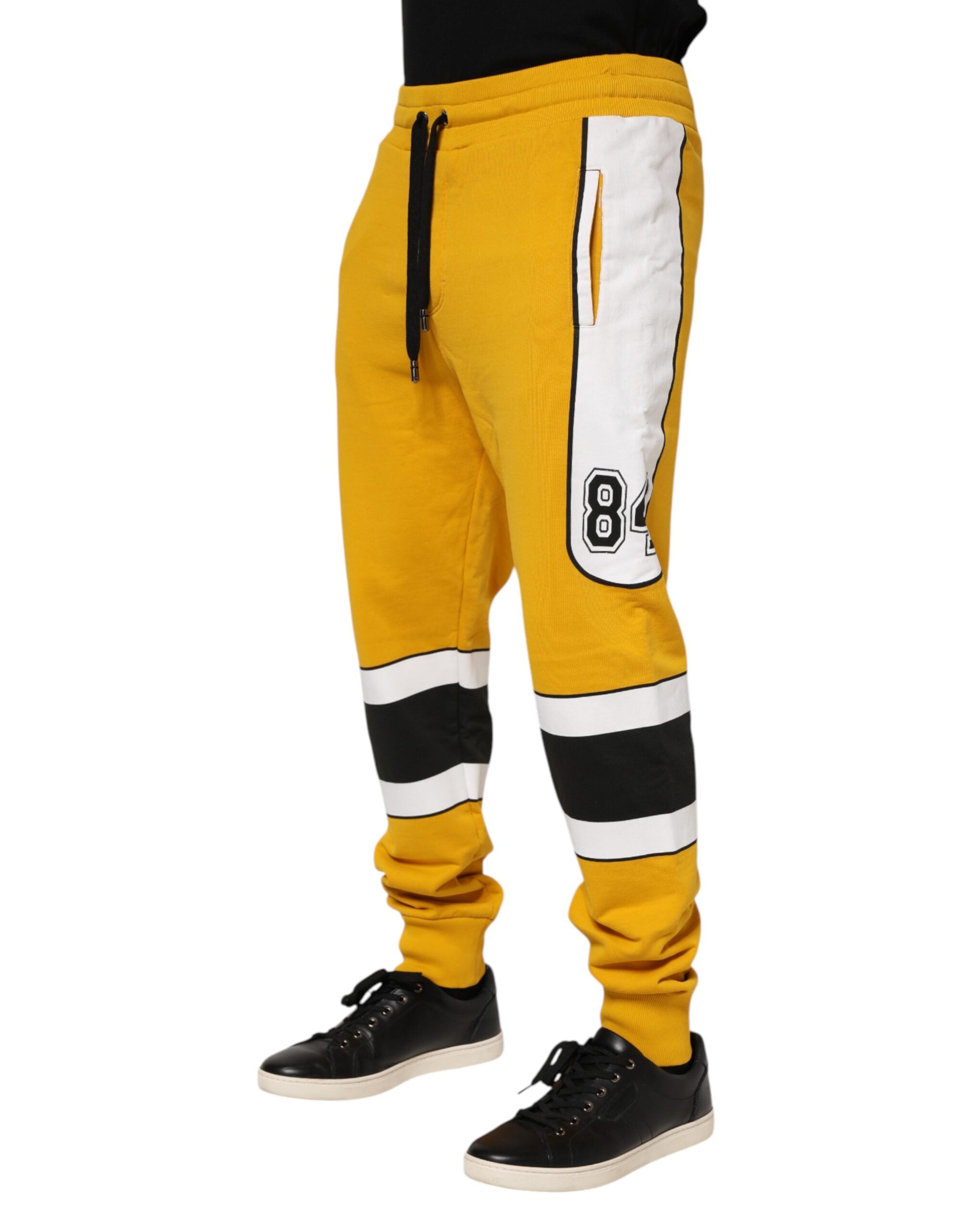 Dolce & Gabbana Yellow Cotton Logo Jogger Sweatpants Pants