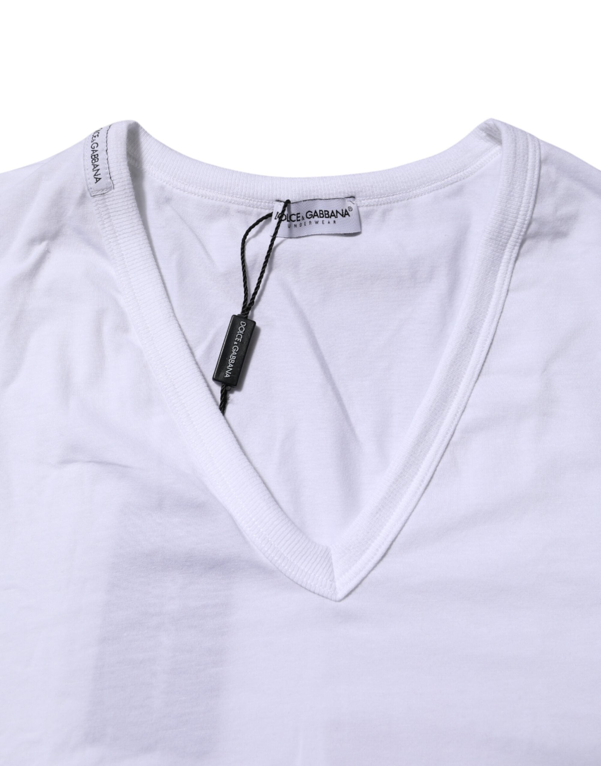 Dolce & Gabbana White Short Sleeves V-neck Underwear T-shirt