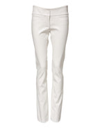 Dolce & Gabbana White Polyurethane High Waist Tapered Pants