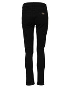 Dolce & Gabbana Black Cotton Logo Skinny Mid Waist Denim Jeans