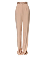 Dolce & Gabbana Beige Polyester Mid Waist Tapered Pants