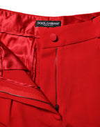 Dolce & Gabbana Red Viscose High Waist Tapered Pants