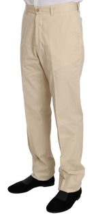 Romeo Gigli Two Piece 3 Button Beige Cotton Solid Suit