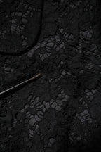 Dolce & Gabbana Black Floral Lace Cotton Collared Jacket