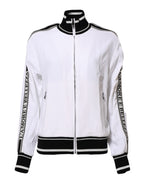 Dolce & Gabbana White Viscose Logo Women Full Zip Jacket