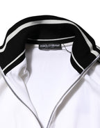 Dolce & Gabbana White Viscose Logo Women Full Zip Jacket