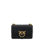 PINKO Black Calf Leather Bos Taurus Shoulder Bag