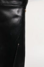 Elisabetta Franchi Black Leather Buckled High Boots Shoes