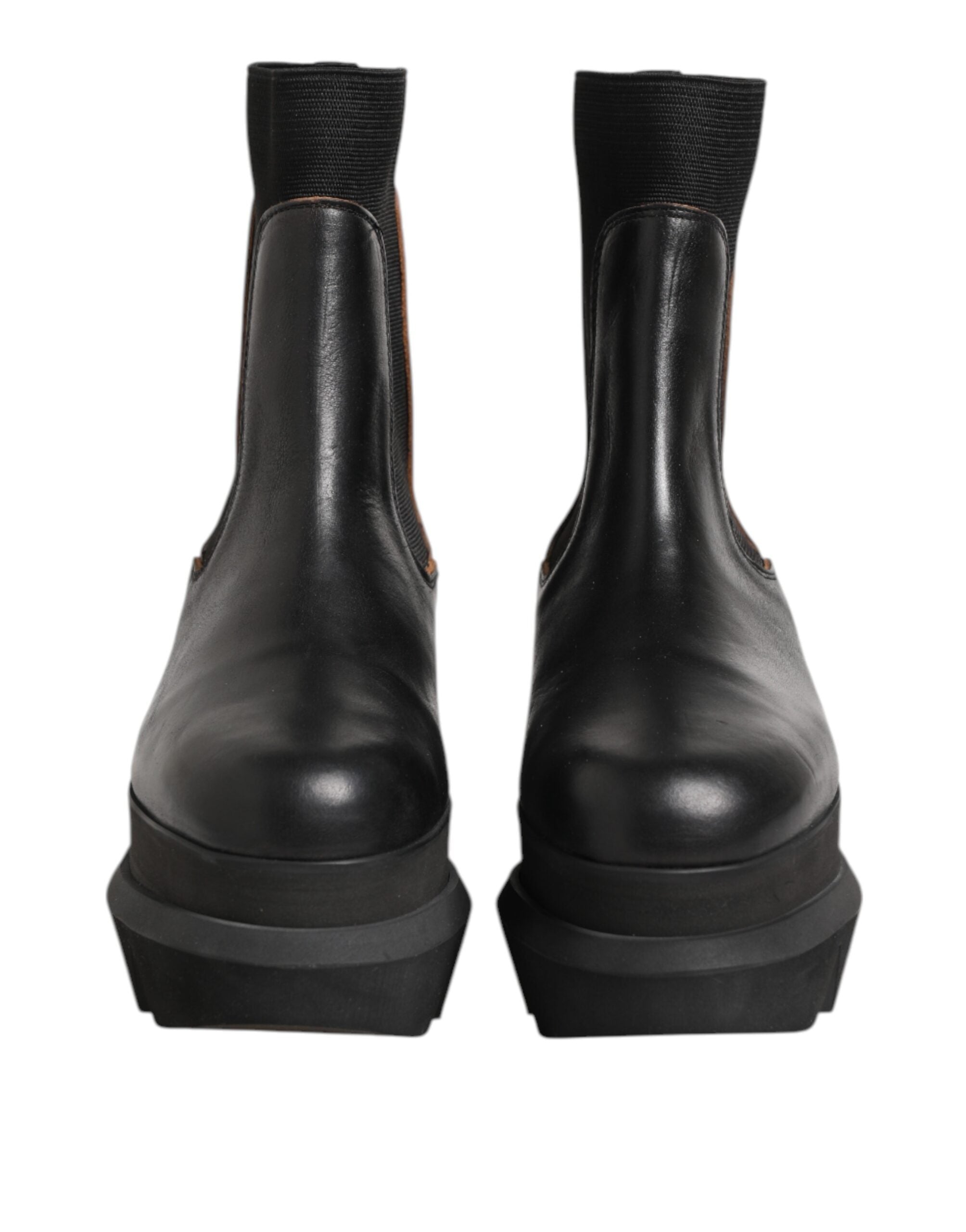 Sacai Black Chelsea Leather Pull On Women Ankle Boots Shoes