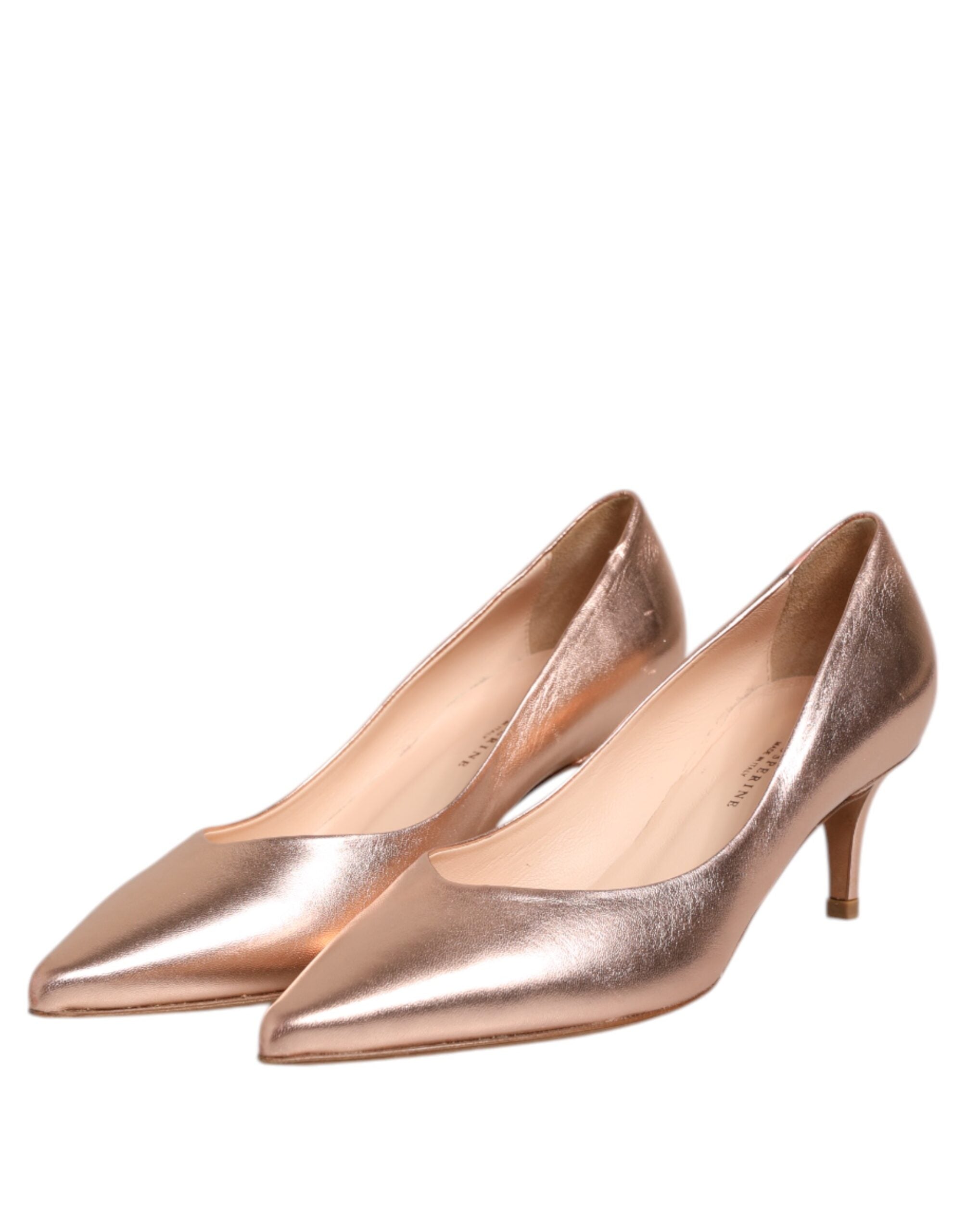 Prosperine Pink Leather Pumps Stiletto Heels Slip On Shoes