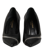 Saint Laurent White Black Leather Pointed Toe Heels Shoes