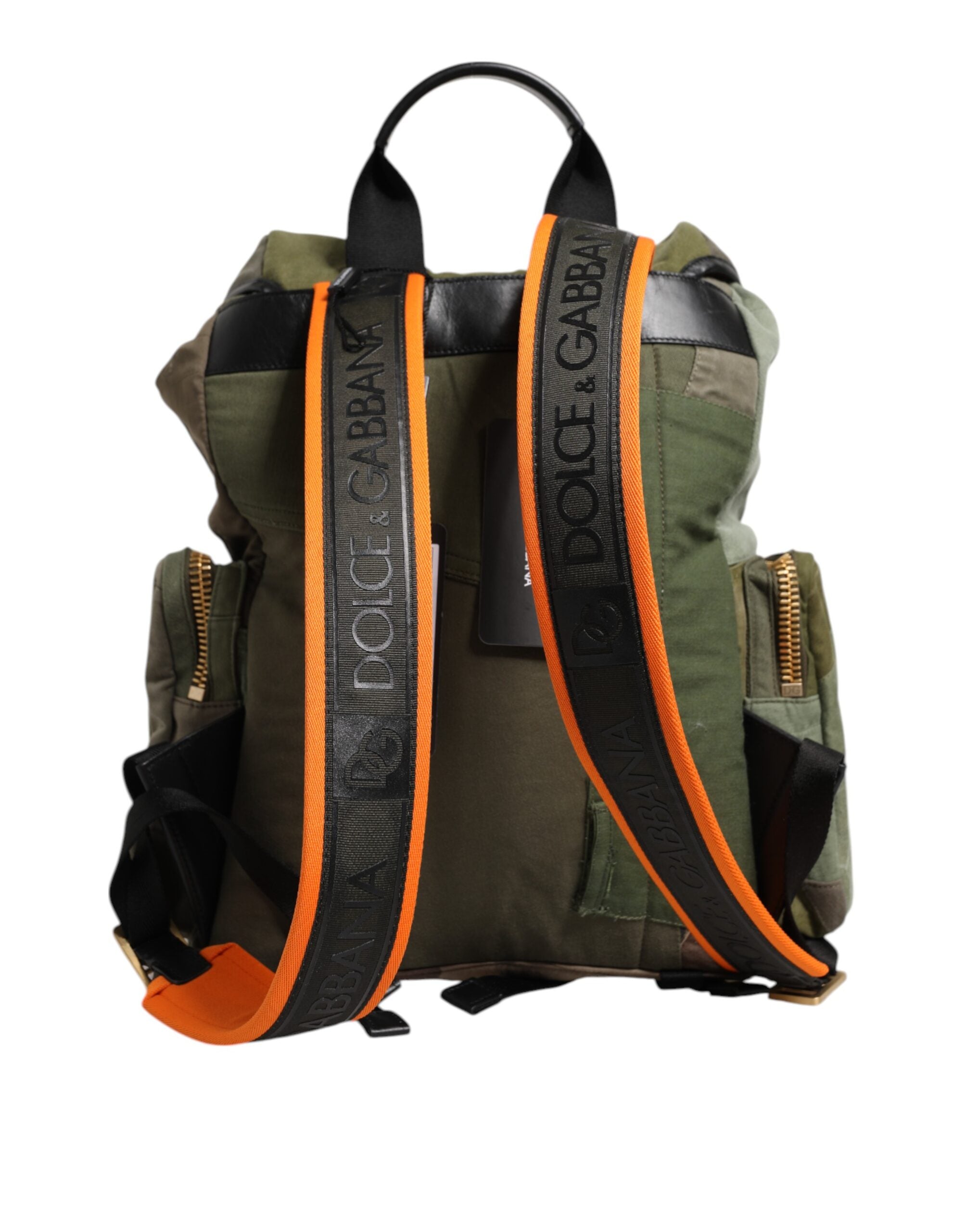 Dolce & Gabbana Military Green Patchwork Rucksack Backpack Bag