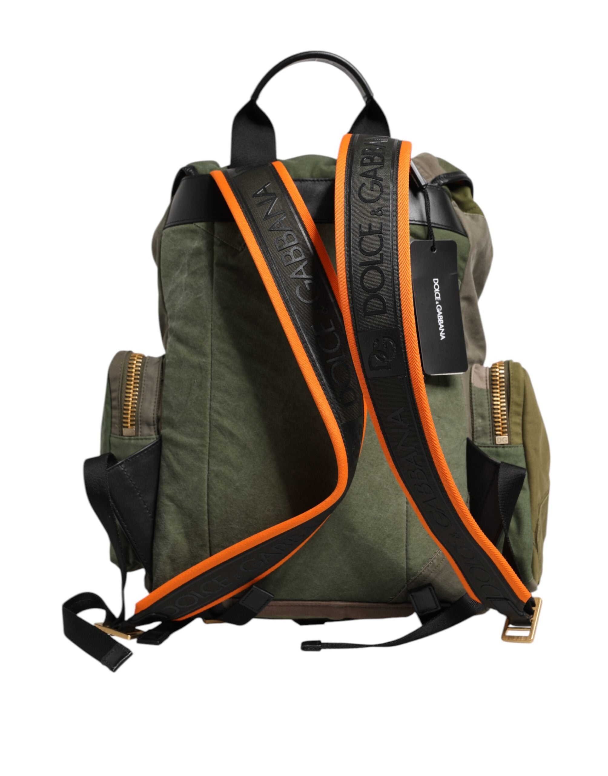 Dolce & Gabbana Military Green Patchwork Rucksack Backpack Bag