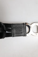Dolce & Gabbana Black Cotton Metal DG Logo Gold Buckle Belt