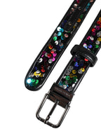 Dolce & Gabbana Black Sequin Embellished Metal Buckle Belt
