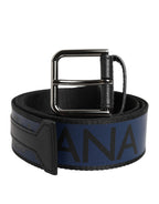Dolce & Gabbana Blue Black Polyester Metal Buckle Belt