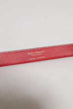 Dolce & Gabbana Red Logo Engraved Metal Waist Buckle Belt