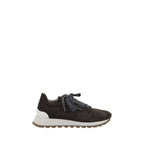 Brunello Cucinelli Black Calf Leather Bos Taurus Platform Sneakers