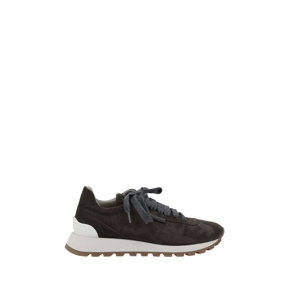 Brunello Cucinelli Black Calf Leather Bos Taurus Platform Sneakers
