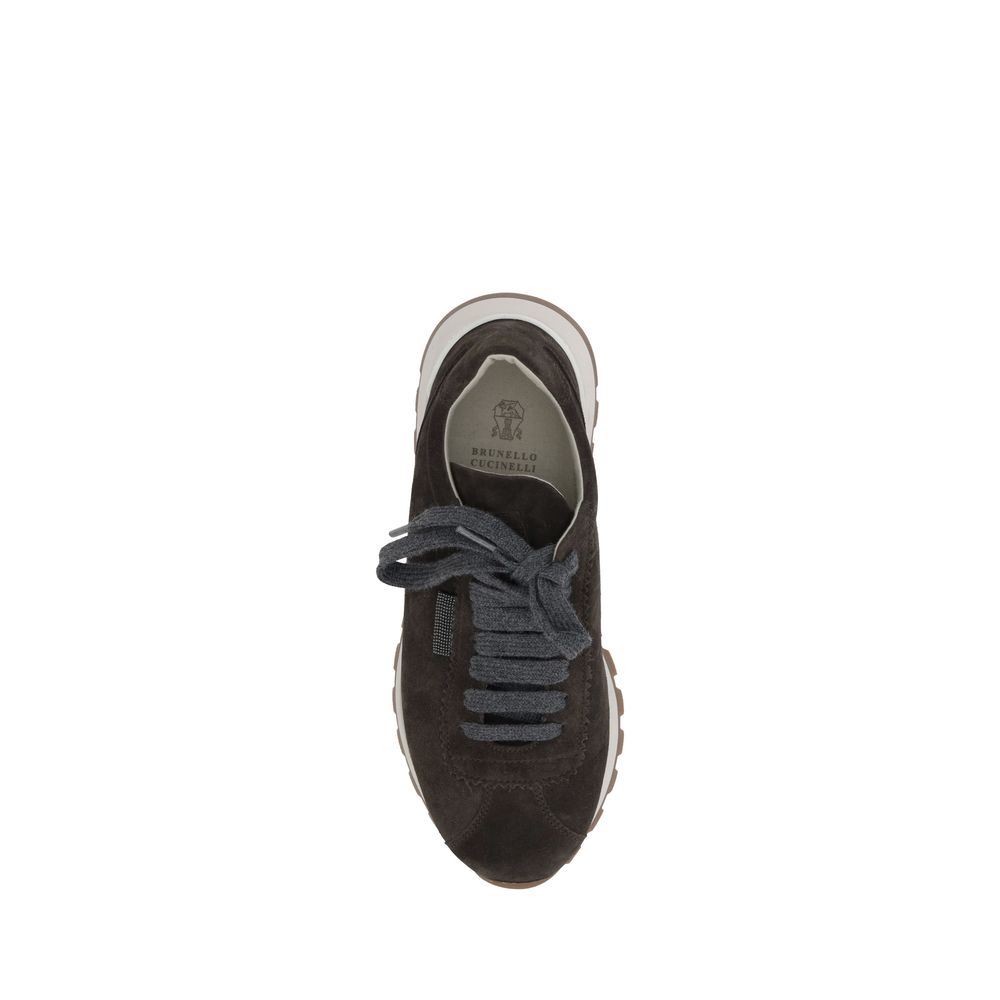 Brunello Cucinelli Black Calf Leather Bos Taurus Platform Sneakers