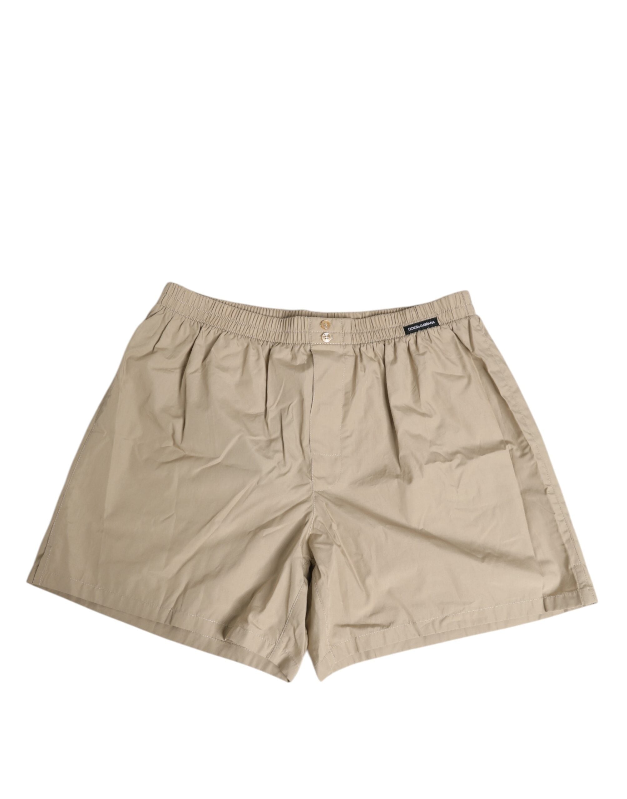 Dolce & Gabbana Beige Cotton Regular Boxer Shorts Underwear
