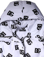 Dolce & Gabbana White Black DG Mania Polyester Puffer Jacket
