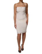 Dolce & Gabbana White Full Slip DG Logo Silk Dress Sleepwear