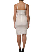 Dolce & Gabbana White Full Slip DG Logo Silk Dress Sleepwear