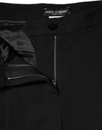 Dolce & Gabbana Black Wool High Waist Wide Leg Pants