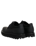 Dolce & Gabbana Black Leather Lace Up Trekking Dress Shoes