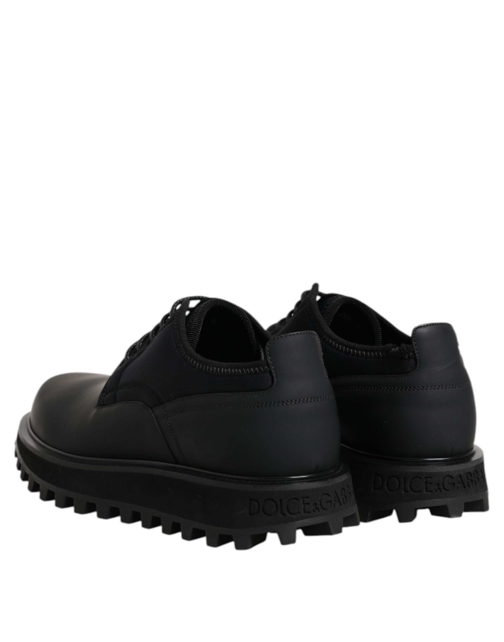 Dolce & Gabbana Black Leather Lace Up Trekking Dress Shoes