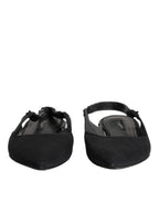Dolce & Gabbana Black Crystal Charmeuse Slingback Shoes