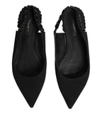 Dolce & Gabbana Black Crystal Charmeuse Slingback Shoes