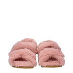 Max Mara Pink Fur Flat Sandals