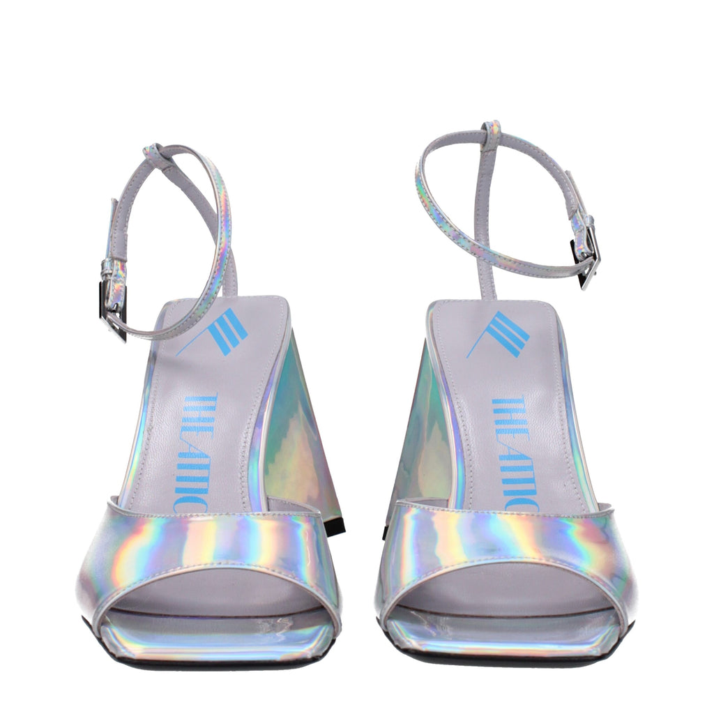 The Attico Gray Leather Platform Sandals