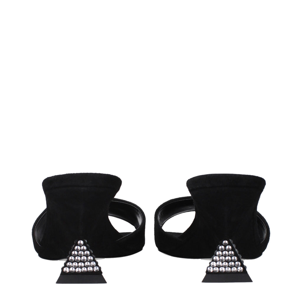 The Attico Black Leather Platform Sandals