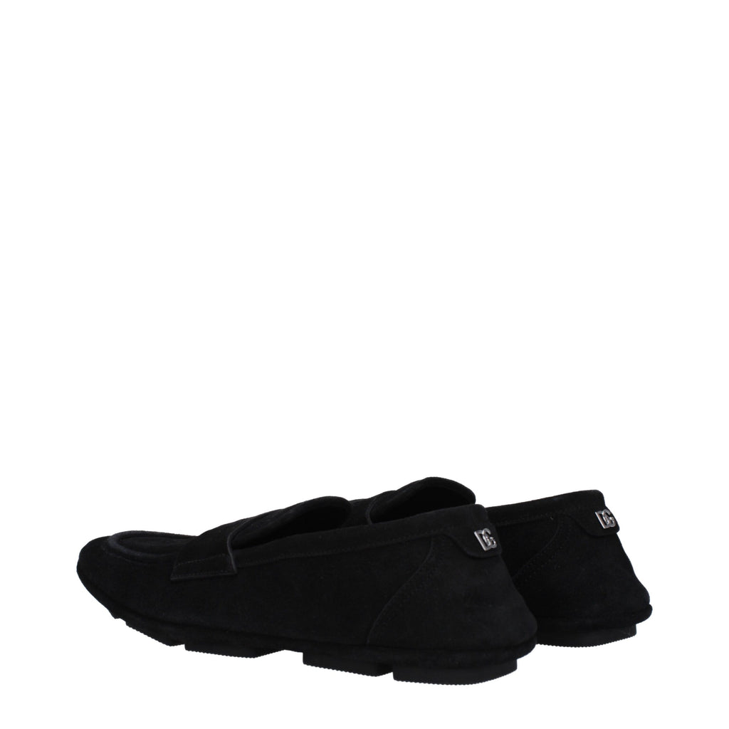 Dolce & Gabbana Black Leather Slip-On Loafers