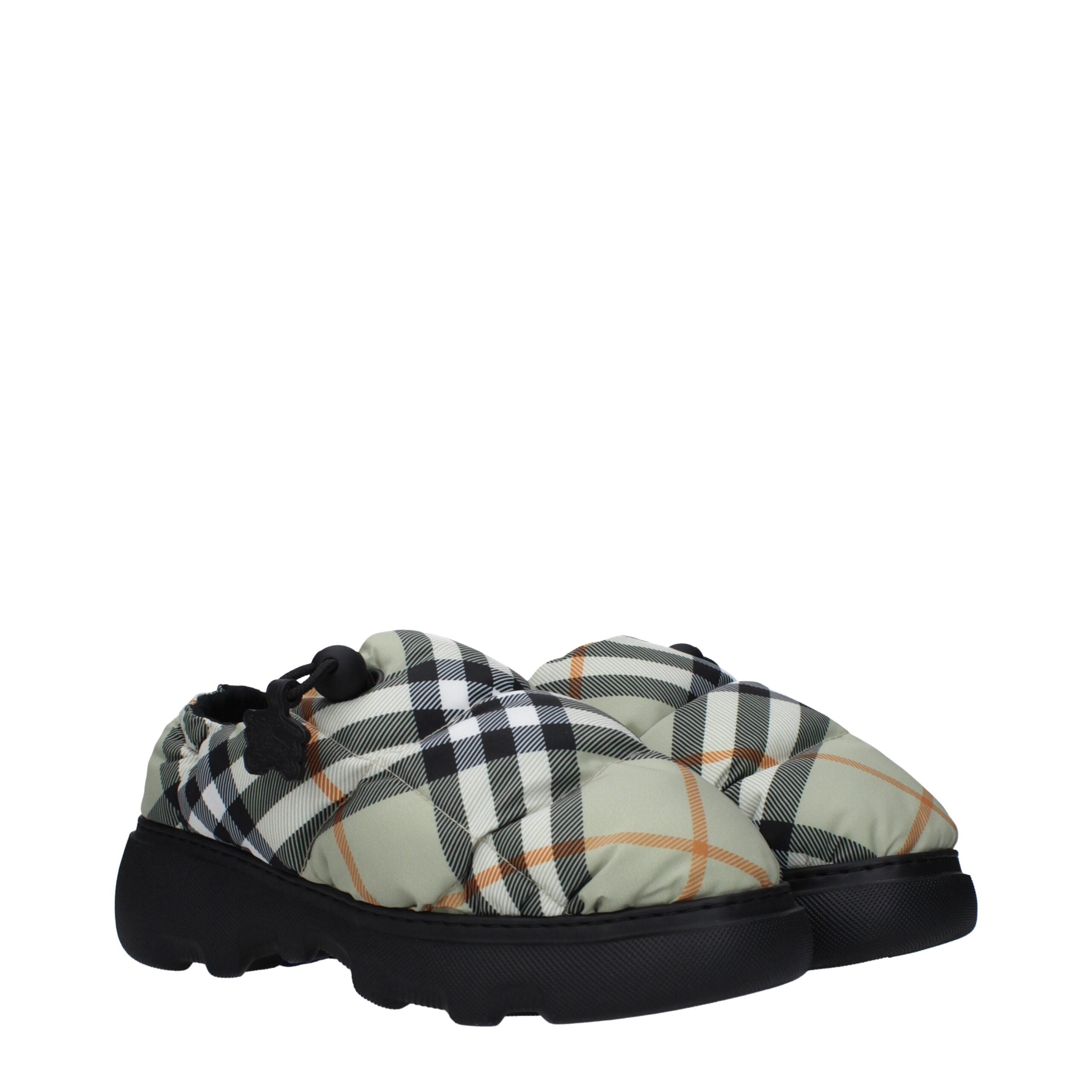 Burberry Green Fabric Slip-On Loafers