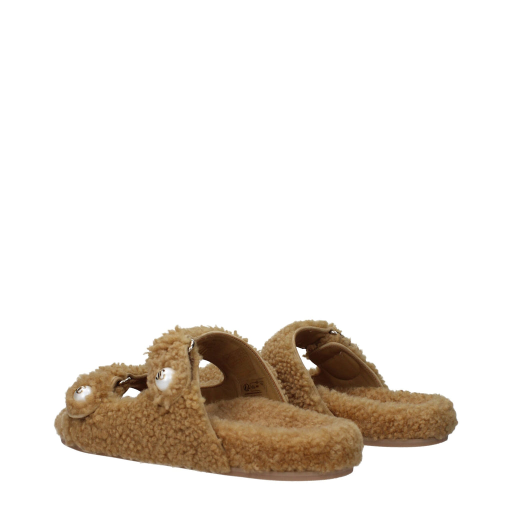Jimmy Choo Brown Fabric Slippers