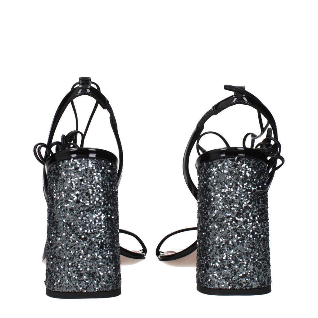 Miu Miu Black Leather Platform Sandals