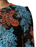 Dolce & Gabbana Multicolor Floral Embroidery Shift Mini Dress